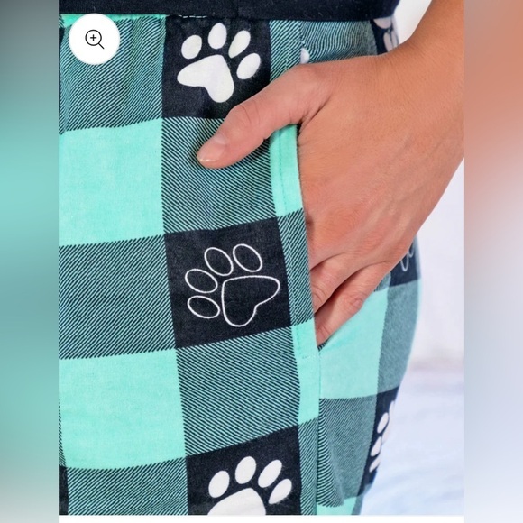 Paw Print Buffalo Plaid Flannel Lounge PJ Pants - Picture 3 of 10